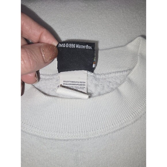 Vintage 90s Space Jam Looney Tunes Positively Looney Sweatshirt L 1996 Freeze - Picture 5 of 16